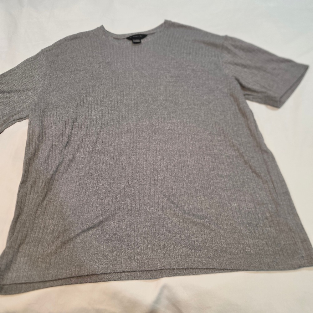 J. Ferrar Ribbed Knit T-Shirt Mens XXL Grey Excellent Short Sleeve Rayon Blend